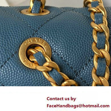 Chanel Grained Calfskin  &  Gold-Tone Metal Chain Backpack Bag AS4490 Blue 2023